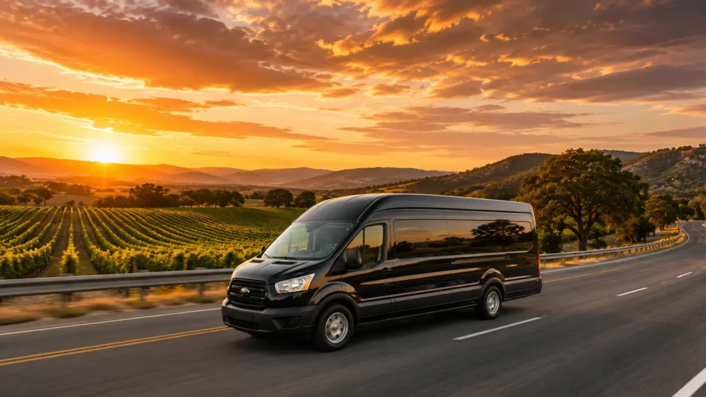 Fairfield limousine service by Sacramento Limo driving through Northern California wine country
